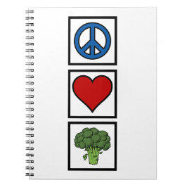 Liebe des Friedens und Broccoli Spiral Bound Notizblock