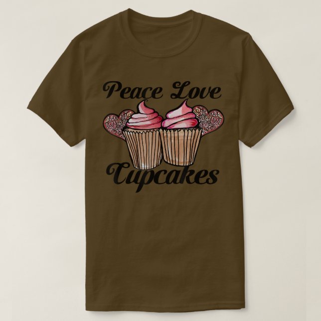 Liebe des Friedens und der Cupcakes niedliche Kuch T-Shirt (Design vorne)