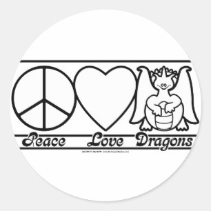 Liebe des Friedens und Drachen Runder Aufkleber