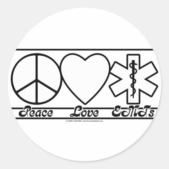 Liebe des Friedens und EMT Runder Aufkleber (Vorderseite)