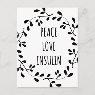 Liebe des Friedens und Insulin Postkarte