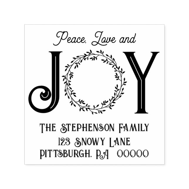 Liebe des Friedens und Rücksendeadresse der Freude Permastempel (Design)