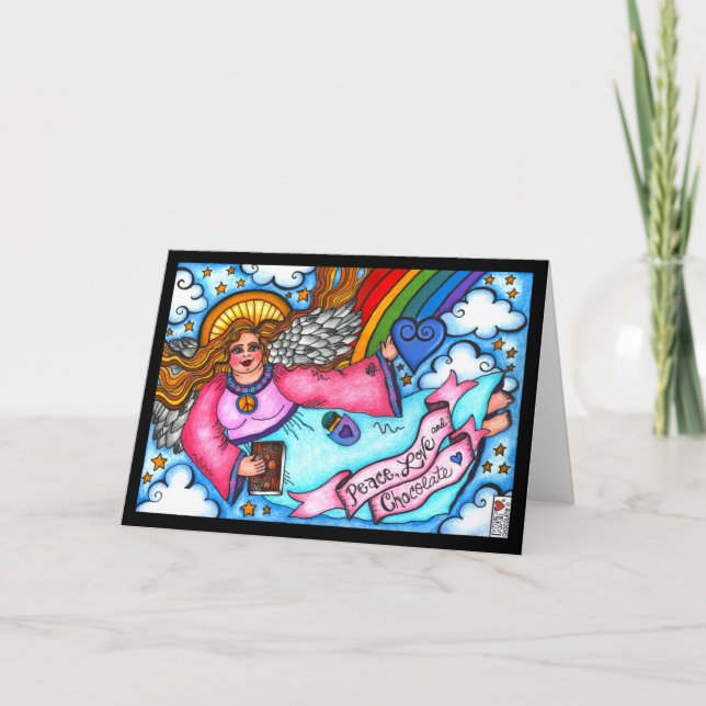 Liebe des Friedens und Schokolade Blonde Angel Car Karte (Vorderseite)