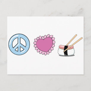 Liebe des Friedens und Sushi Postkarte