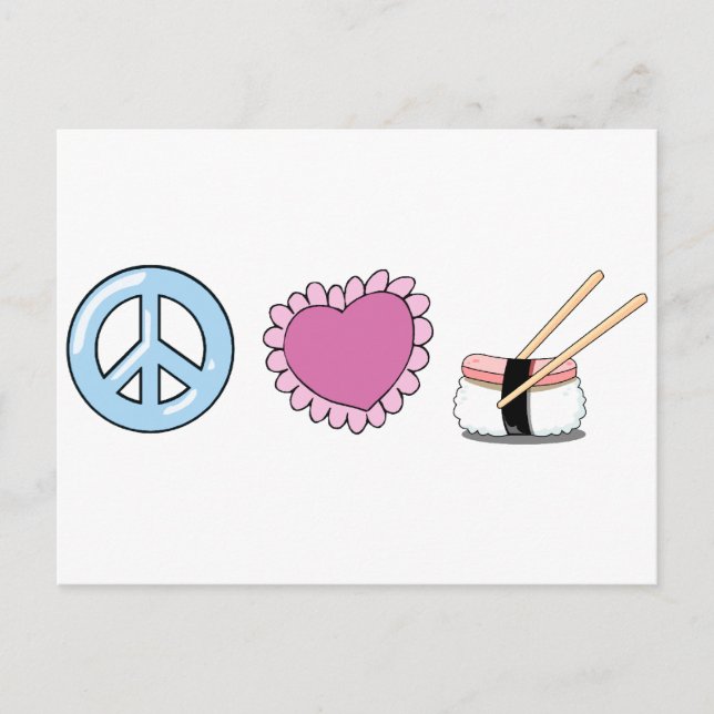 Liebe des Friedens und Sushi Postkarte (Vorderseite)