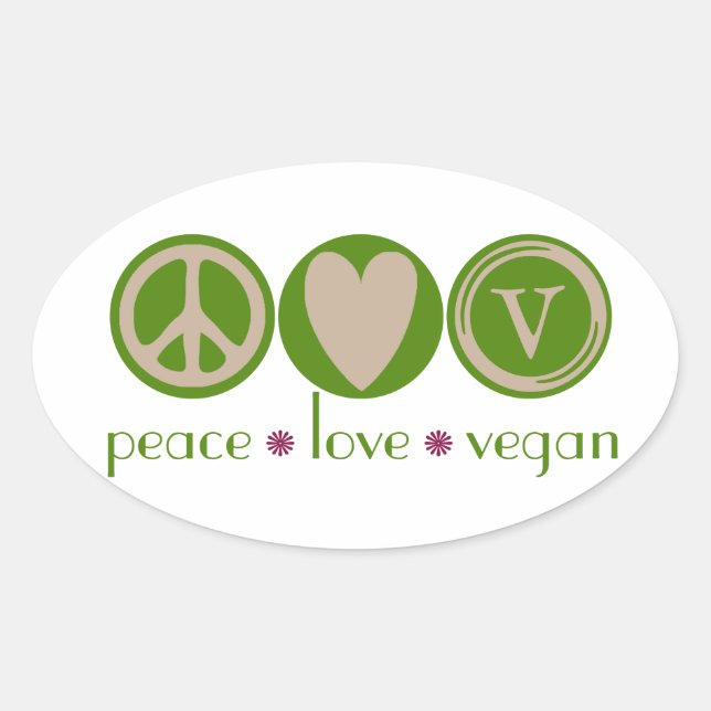 Liebe des Friedens Vegan Ovaler Aufkleber (Vorderseite)