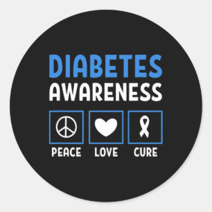 Liebe des Friedens zur Heilung von Diabetes 3 Runder Aufkleber