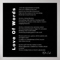 Liebe des Gedichts Poesie Wand Kunst Poster schwar
