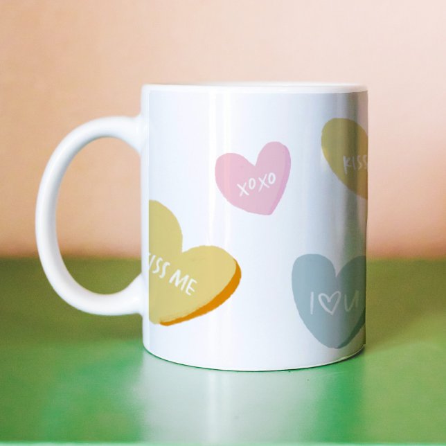 Liebe des Gesprächs Herz Valentinstag Kaffeetasse (Conversation Love Hearts Valentine's Day Coffee Mug)