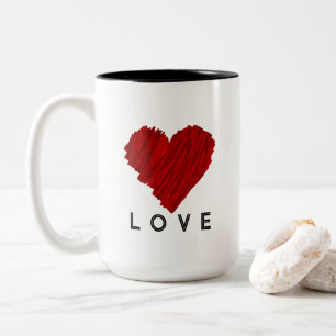 Liebe des gestrichenen Roten Herzens Zweifarbige Tasse