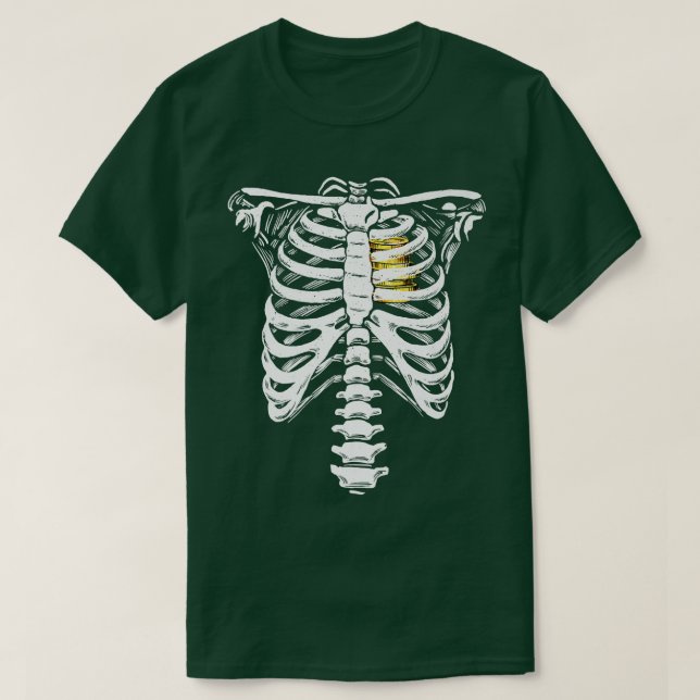 Liebe des Goldenen Herzens Skelettkäfig T-Shirt (Design vorne)