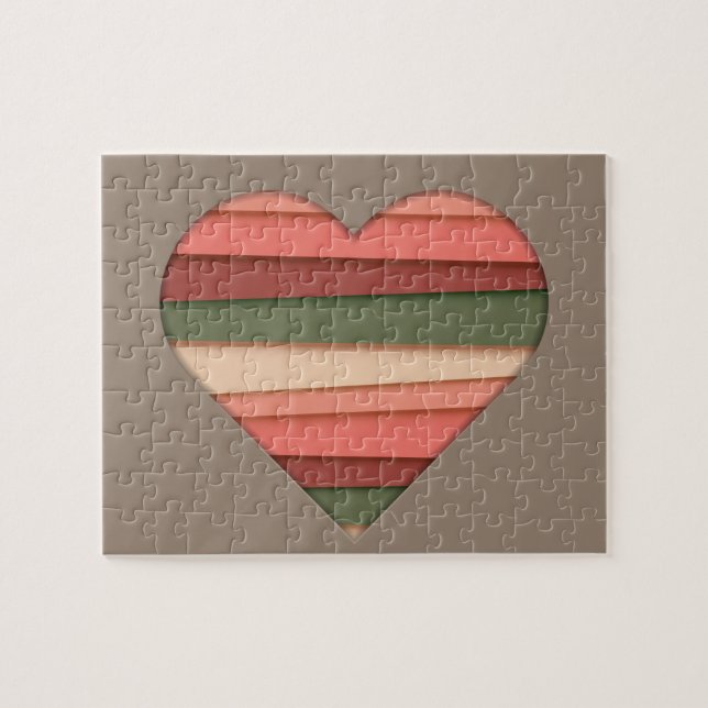 Liebe des Herzens Gestreifter Valentinstag Puzzle (Horizontal)