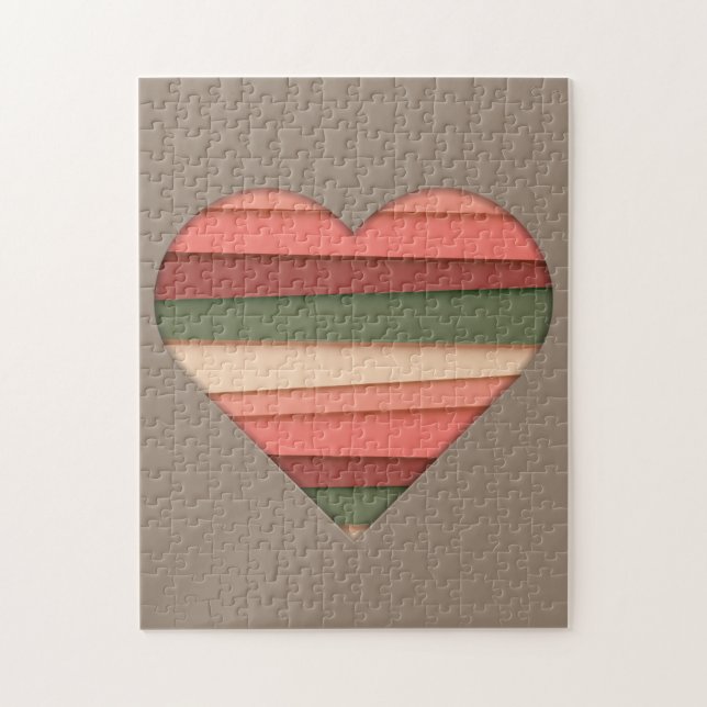 Liebe des Herzens Gestreifter Valentinstag Puzzle (Vertikal)