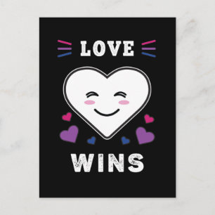 Liebe des Herzens gewinnt LGBTQ Bisexueller Stolz Postkarte