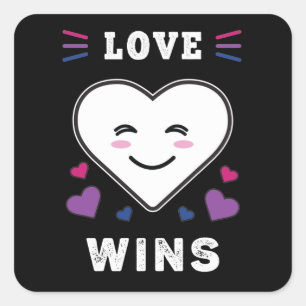 Liebe des Herzens gewinnt LGBTQ Bisexueller Stolz Quadratischer Aufkleber