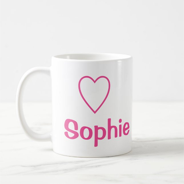 Liebe des Herzens Sophie (Name) Rosa Tasse (Links)