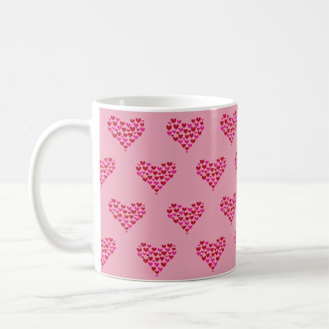 Liebe des Herzmusters rosa Grafik Kaffeetasse (Links)