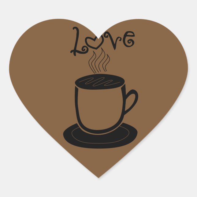 Liebe des Kaffees - ändern Sie Farbe Herz-Aufkleber (Vorderseite)
