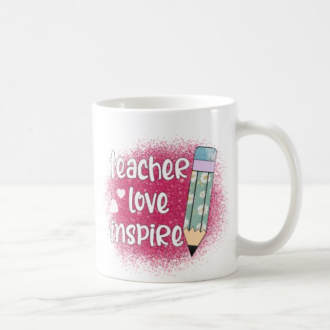 Liebe des Lehrers Inspiriert - Rosa Glitzer und Bl Kaffeetasse (Rechts)