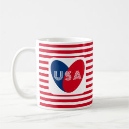 Liebe des Patriotic Red White Blue Fun Herzens der Kaffeetasse