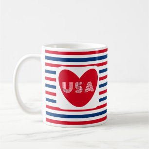Liebe des Patriotic Red White Blue Fun Herzens der Kaffeetasse