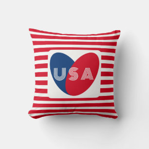 Liebe des Patriotic Red White Blue Fun Herzens der Kissen