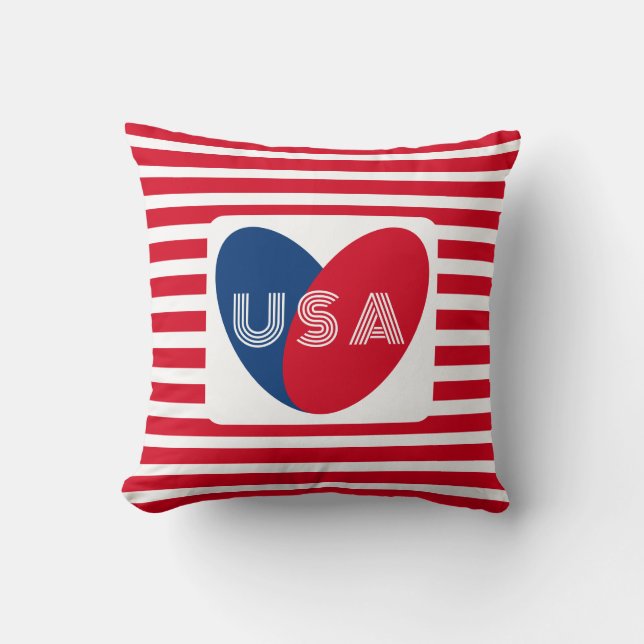 Liebe des Patriotic Red White Blue Fun Herzens der Kissen (Vorderseite)