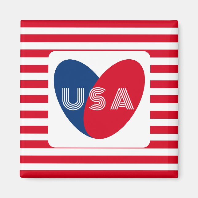 Liebe des Patriotic Red White Blue Fun Herzens der Magnet (Vorne)