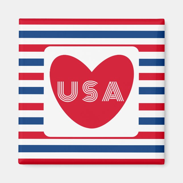 Liebe des Patriotic Red White Blue Fun Herzens der Magnet (Vorne)
