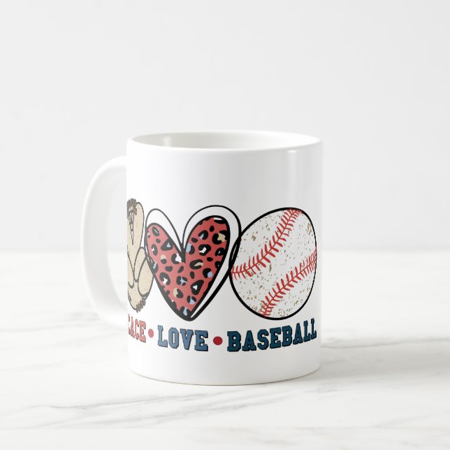 Liebe des personalisierten Friedens Baseball Tasse (Vorderseite Links)