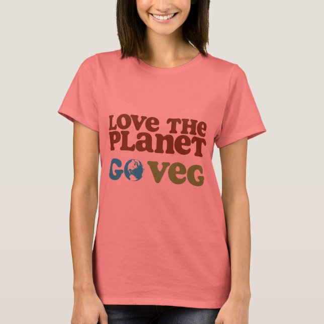 Liebe des Planeten Go Veg T-Shirt (Vorderseite)