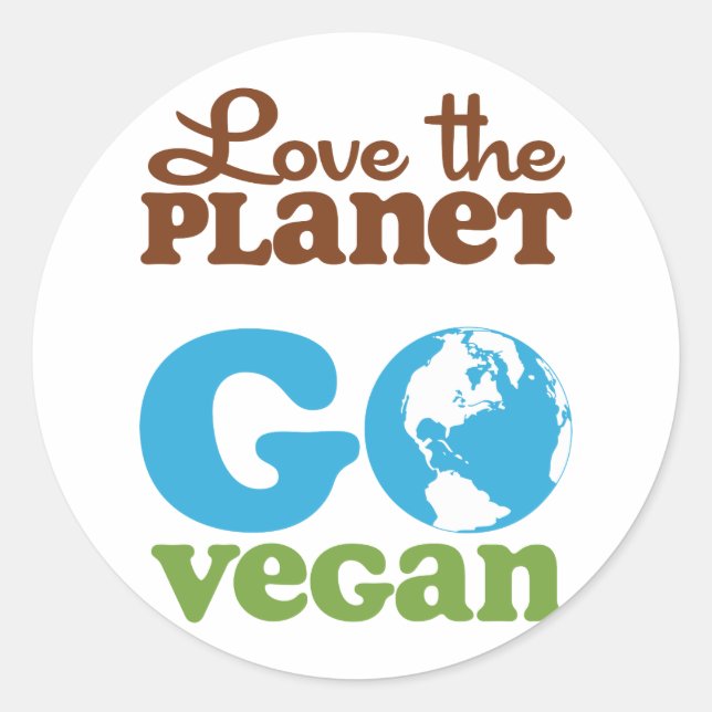 Liebe des Planeten Vegan Runder Aufkleber (Vorderseite)