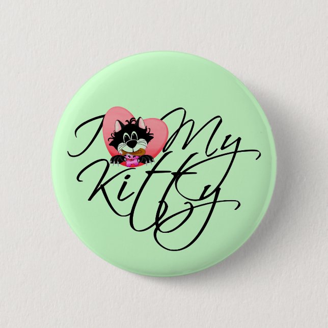 Liebe des Rosa-I meine Kitty-T-Shirts und Geschenk Button (Vorderseite)
