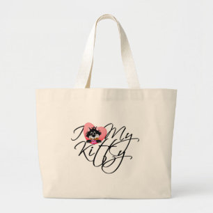 Liebe des Rosa-I meine Kitty-T-Shirts und Geschenk Jumbo Stoffbeutel