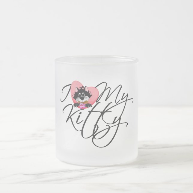 Liebe des Rosa-I meine Kitty-T-Shirts und Mattglastasse (Mittel)