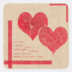 Liebe des roten Herzens Valentinstag Quadratischer Aufkleber