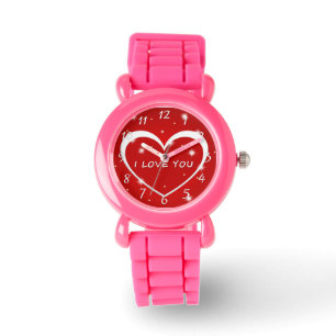 Liebe des roten und weißen Herzens Armbanduhr