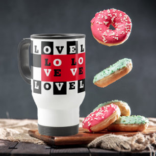 LIEBE des Schwarz-weißen Schachbretts Reisebecher