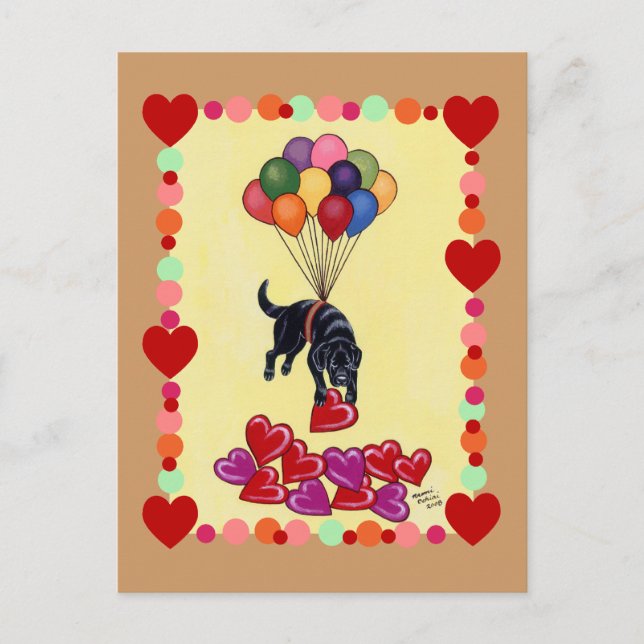 LIEBE des Schwarzen Labradors (gerahmt) Postkarte (Vorderseite)