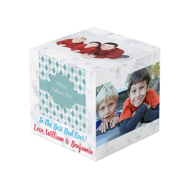 Liebe des Vaters Foto Collage 4 Bilder Würfel (Vorderseite Schrägansicht)