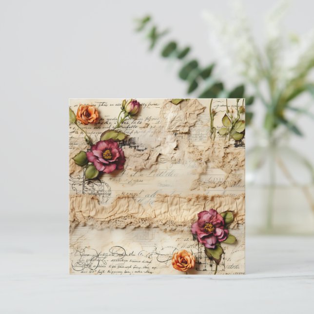 Liebe des Vintagen Dokuments mit Blume (8) (Stehend Vorderseite)