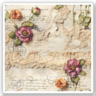 Liebe des Vintagen Dokuments mit Blume (8) Aufkleber