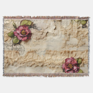 Liebe des Vintagen Dokuments mit Blume (8) Decke