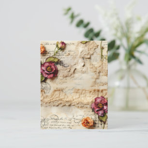 Liebe des Vintagen Dokuments mit Blume (8) Postkarte
