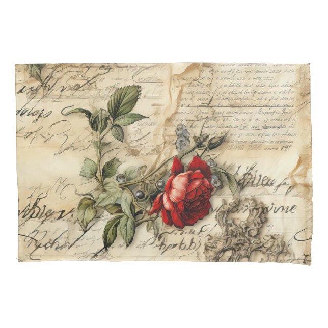 Liebe des Vintagen Dokuments mit Blume (9) Kissenbezug (Vorderseite-Links)