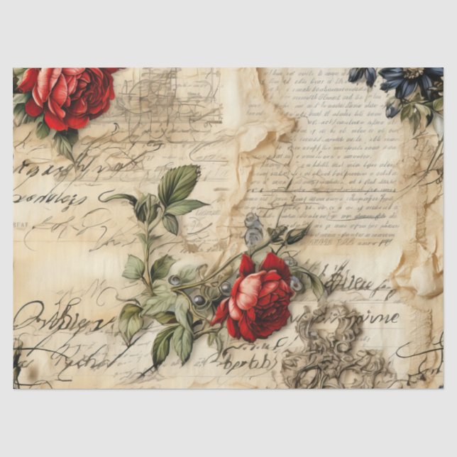 Liebe des Vintagen Dokuments mit Blume (9) Seidenpapier (Vorderseite)