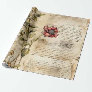 Liebe des Vintagen Pergaments mit Blume (1) Geschenkpapier