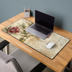 Liebe des Vintagen Pergaments mit Blume (1) Schreibtischunterlage