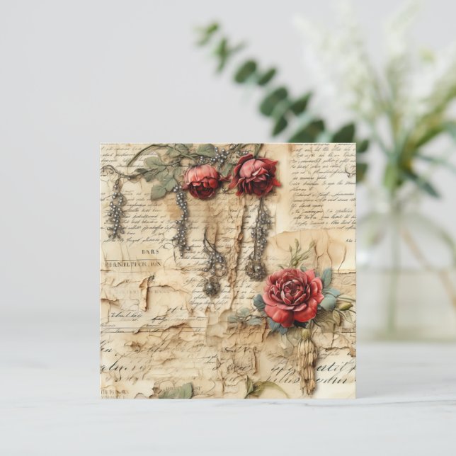 Liebe des Vintagen Pergaments mit Blume (4) (Stehend Vorderseite)