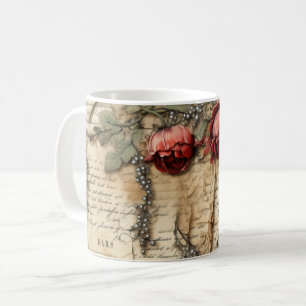 Liebe des Vintagen Pergaments mit Blume (4) Kaffeetasse